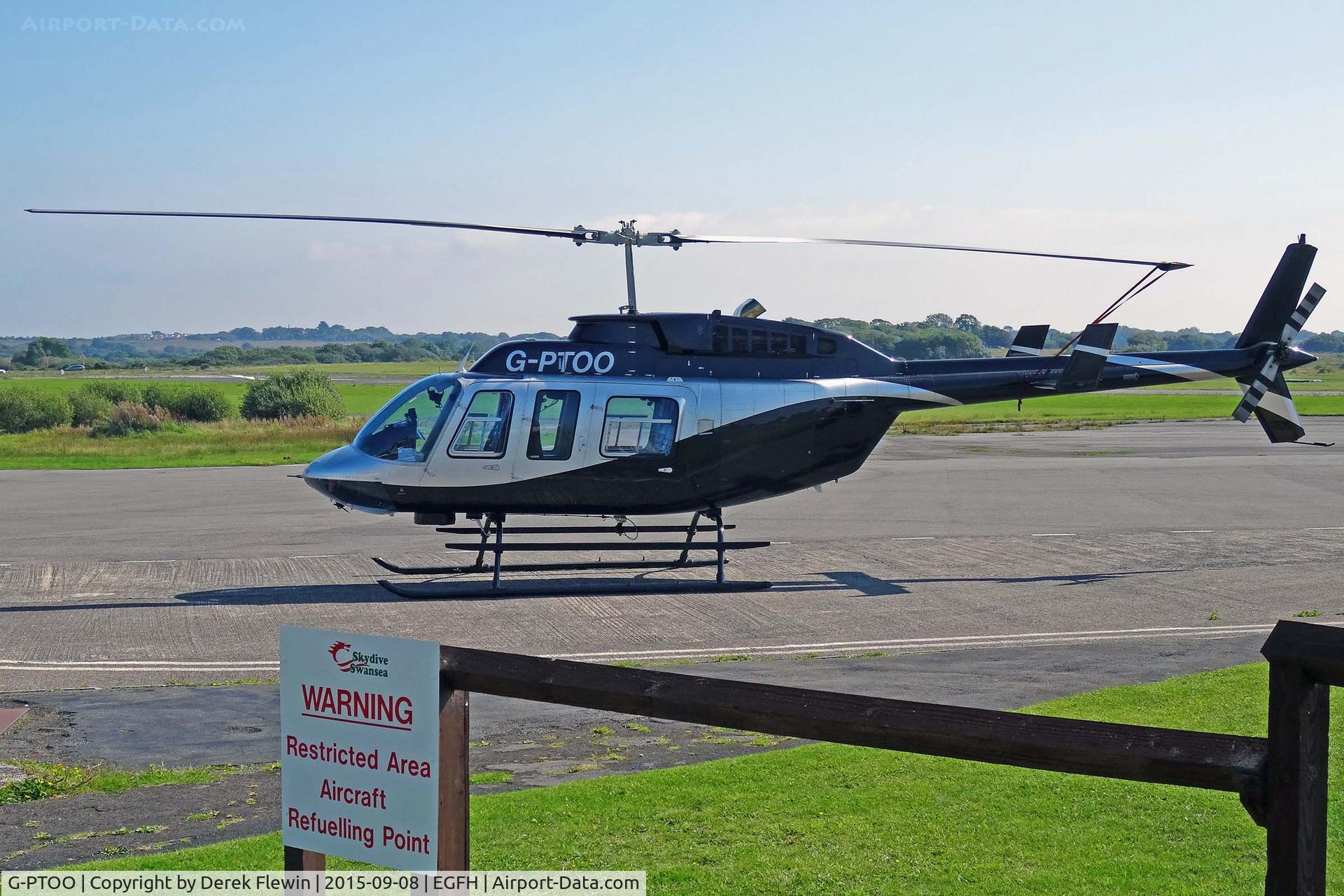 G-PTOO, 1995 Bell 206L-4 LongRanger IV LongRanger C/N 52132, Longranger lV, P2 Air Ltd, Huggate-Carters Barn based, previously C-FVSU, 5Y-BKR, N340AJ, seen at the pumps.