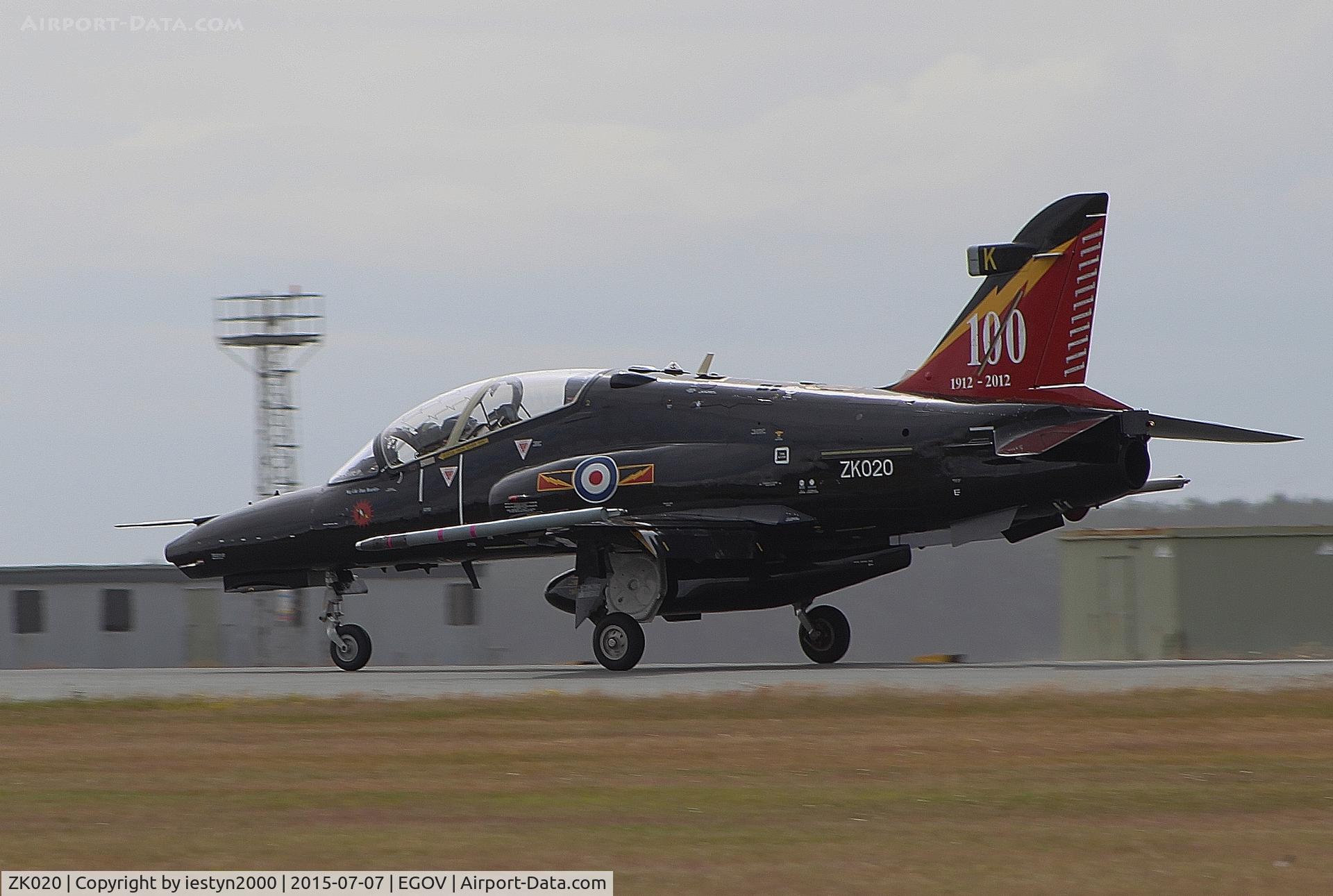 ZK020, 2009 British Aerospace Hawk T2 C/N RT011/1249, ZK020 Hawk T2 Landing RW19 At RAF Valley