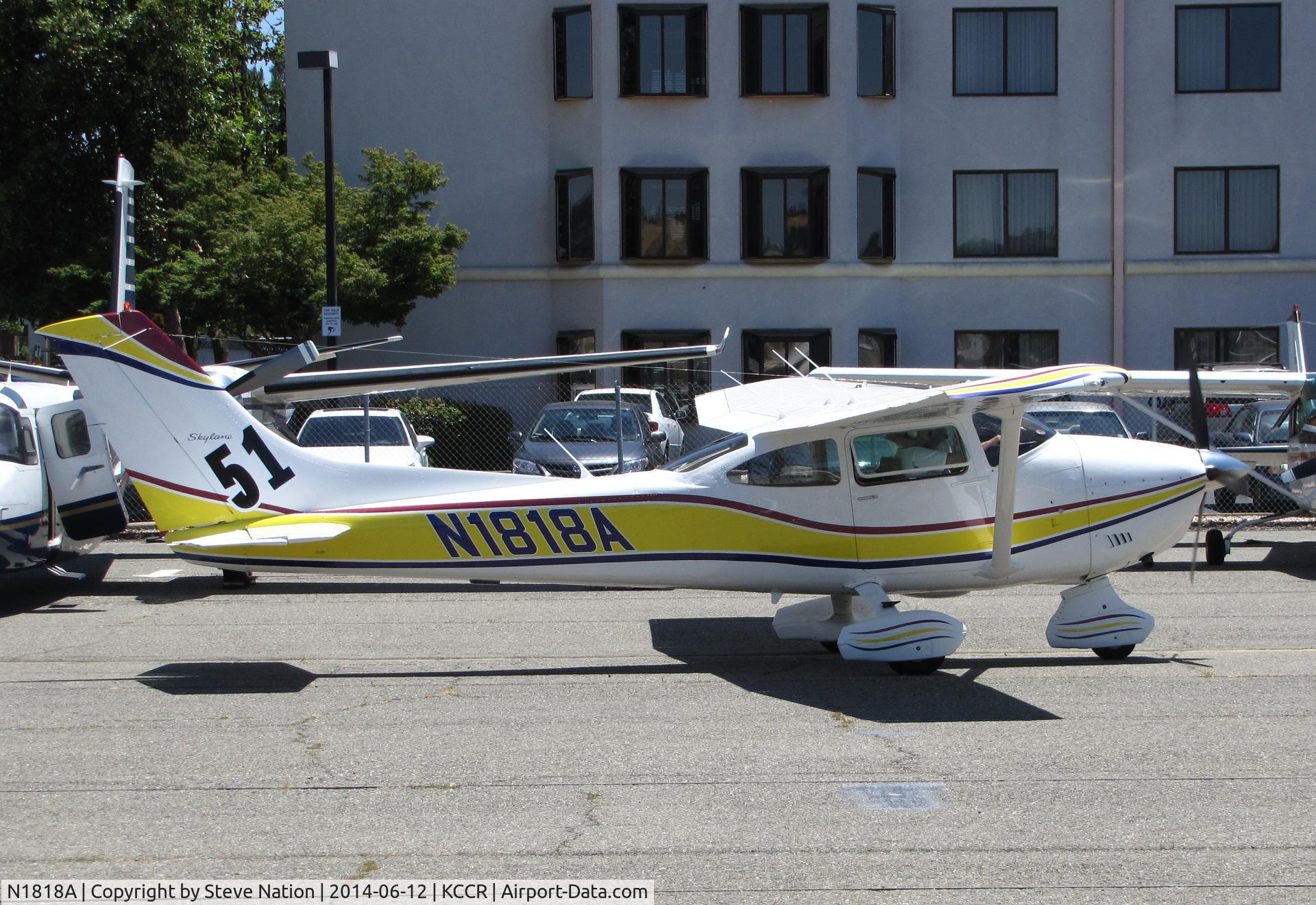 N1818A, 1978 Cessna 182Q Skylane C/N 18266532, 1978 Cessna 182@ Race #51 taxis in for Women's 2014 Air Classic Race from Buchanan Field-Concord, CA to York, PA. Photo taken two days before the race. Pilots were Nancy Maas, Judy Snow and Rita Limmer.