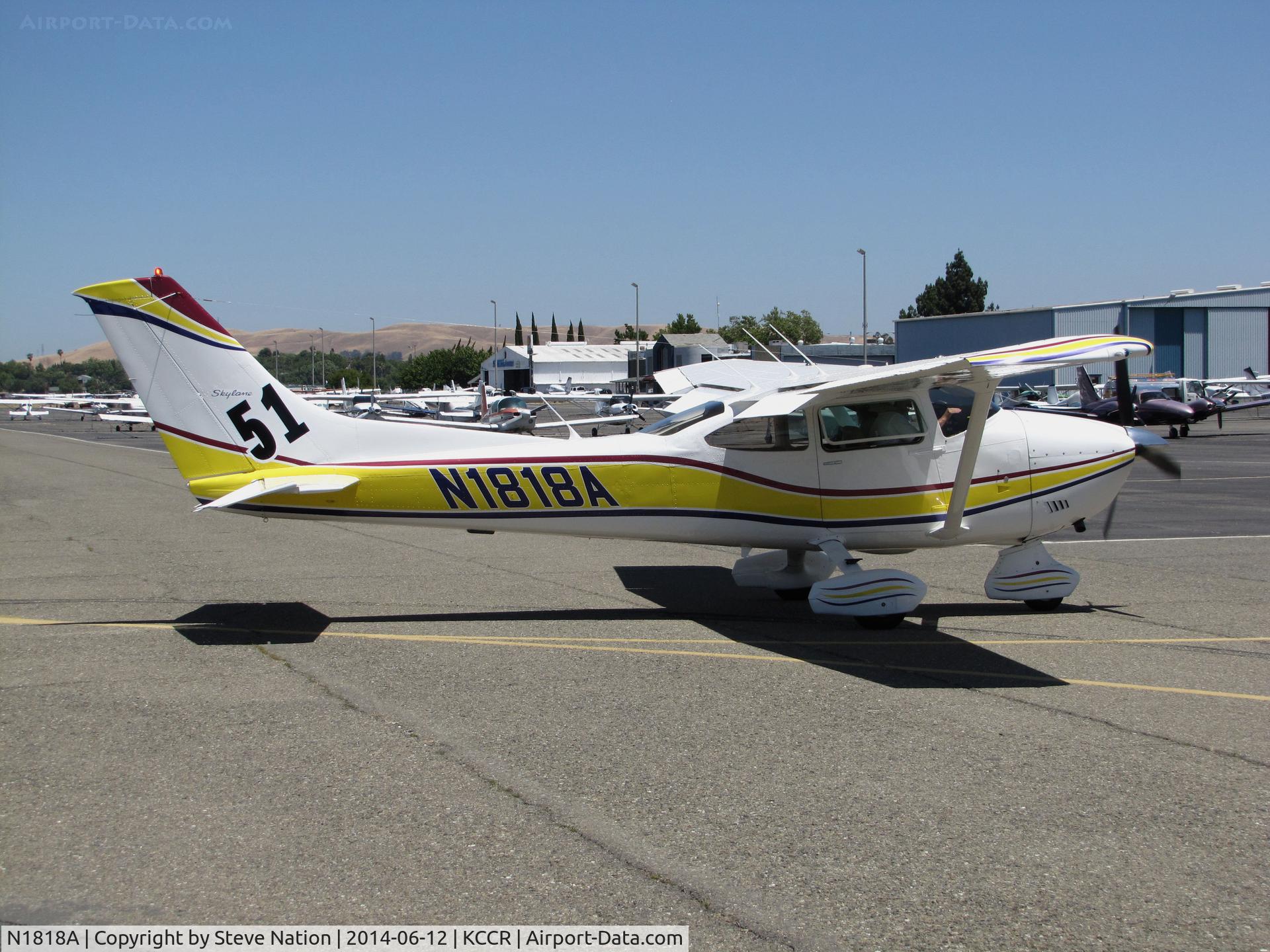 N1818A, 1978 Cessna 182Q Skylane C/N 18266532, 1978 Cessna 182@ Race #51 taxis in for Women's 2014 Air Classic Race from Buchanan Field-Concord, CA to York, PA. Photo taken two days before the race. Pilots were Nancy Maas, Judy Snow and Rita Limmer.