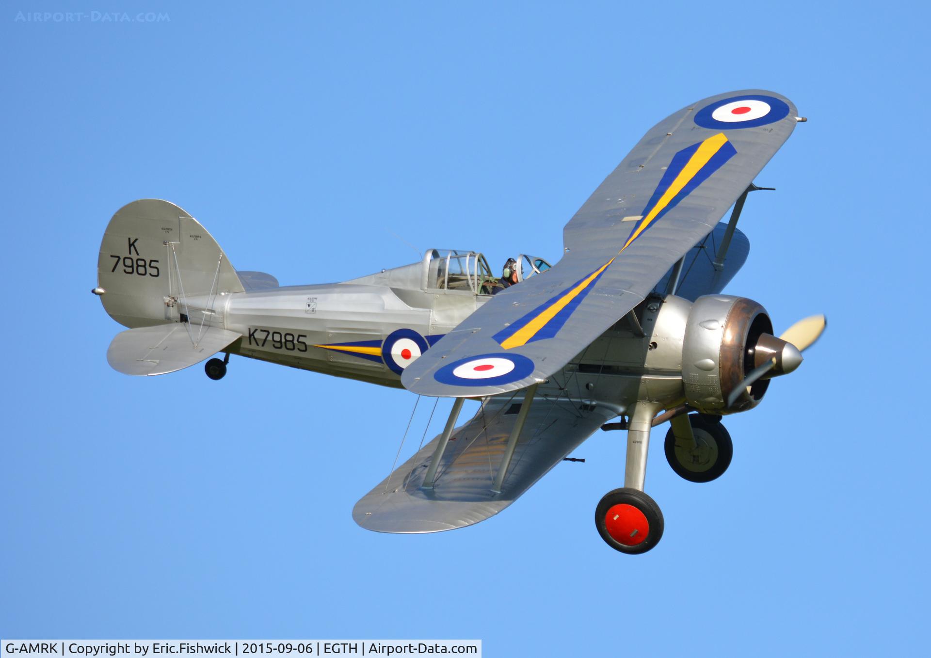 G-AMRK, 1937 Gloster Gladiator Mk1 C/N [L8032], 43. The Gladiator in display mode at The Shuttleworth Pagent Airshow, Sep. 2015.