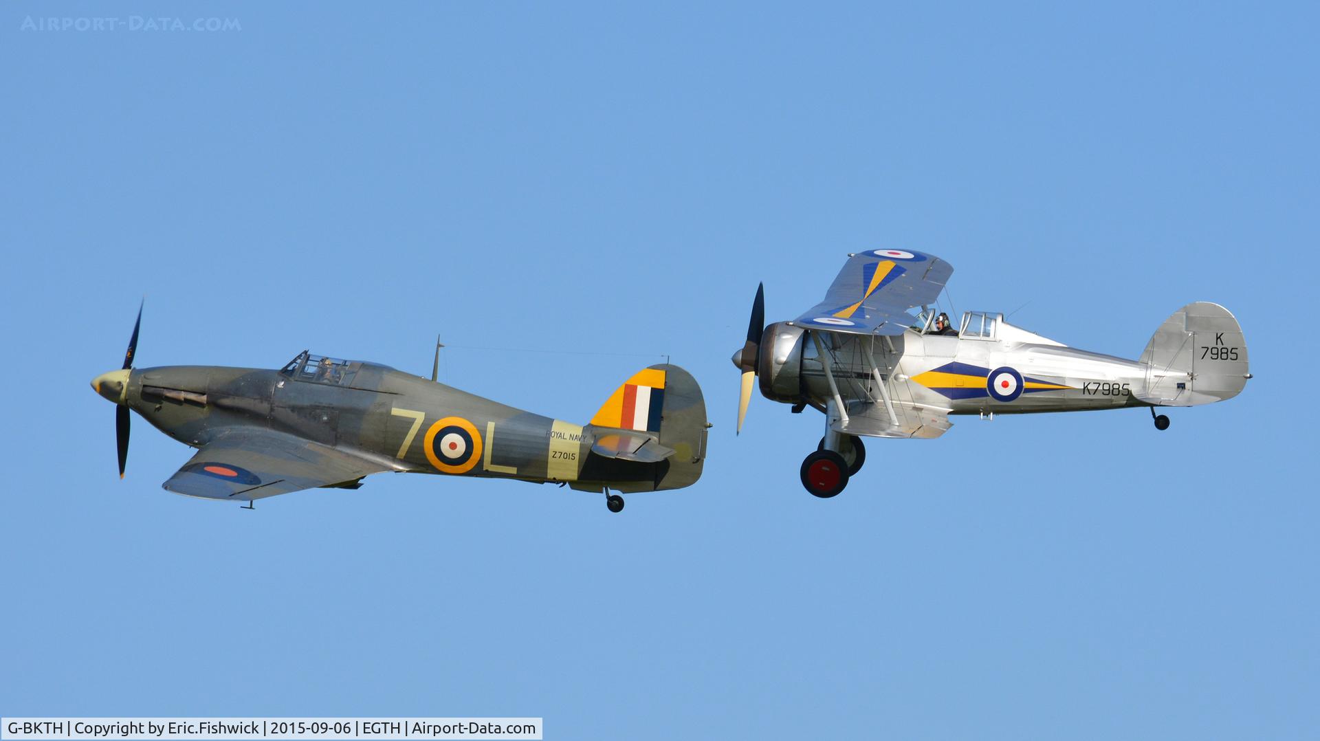 G-BKTH, 1939 Hawker (CCF) Sea Hurricane Mk1B C/N CCF/41H/4013, 45. Sea Hurricane with Gladiator at The Shuttleworth Pagent Airshow, Sept. 2015.