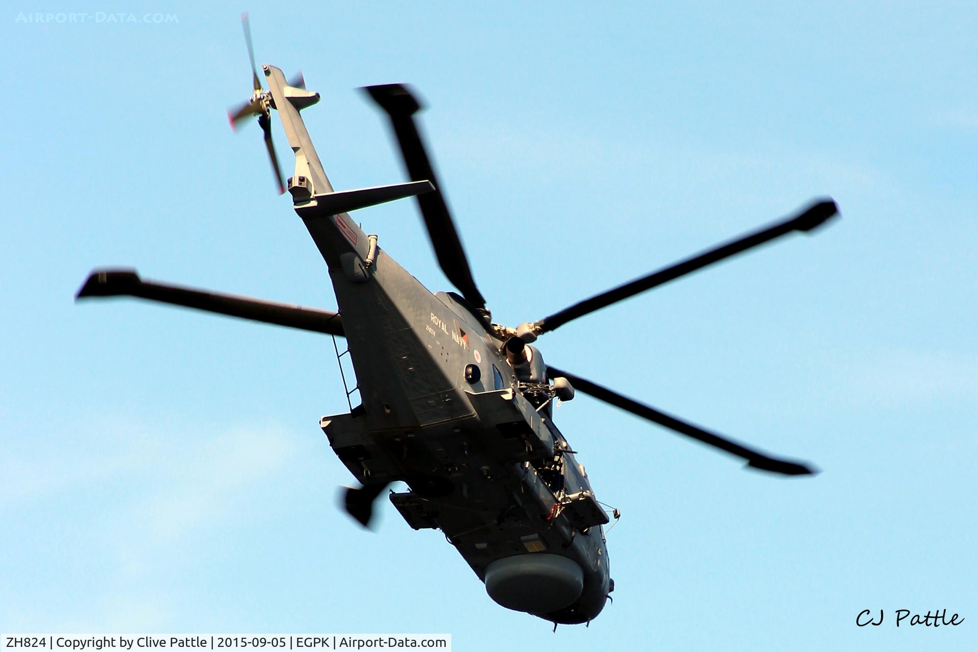 ZH824, 1998 AgustaWestland EH-101 Merlin HM.1 C/N 50021/RN04, Displaying in a joint RN/RM amphibious assault demonstration at Ayr seafront during the Scottish Airshow 2015 co-located at the nearby Prestwick EGPK