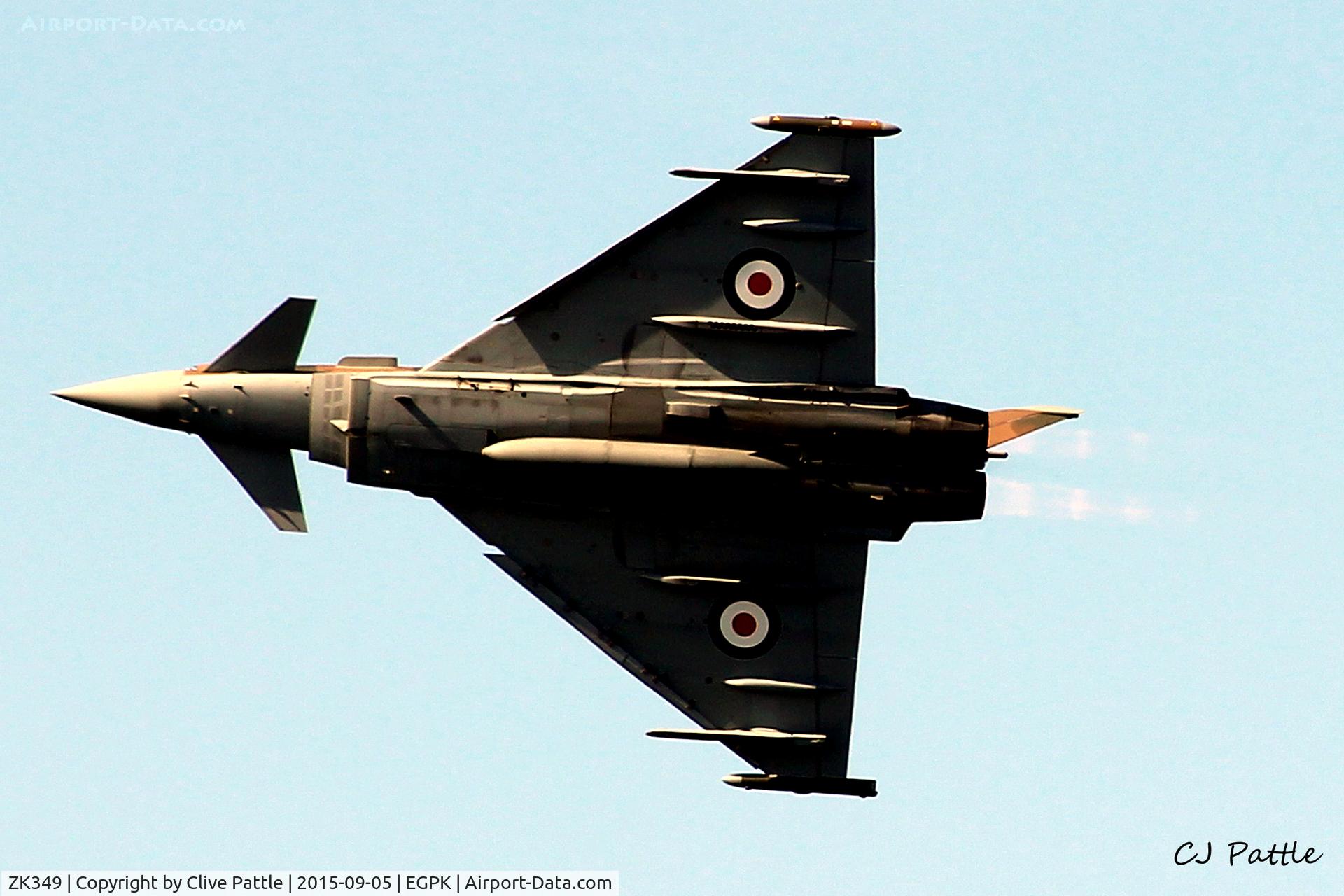ZK349, Eurofighter EF-2000 Typhoon FGR.4 C/N BS110/399, Displaying at Ayr seafront during the Scottish Airshow 2015 co-located at the nearby Prestwick EGPK