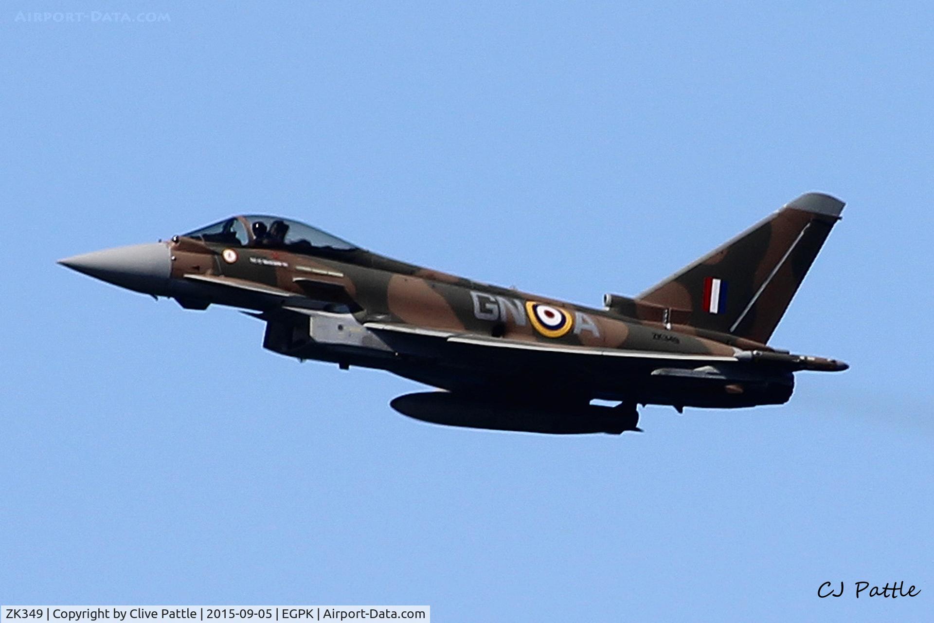 ZK349, Eurofighter EF-2000 Typhoon FGR.4 C/N BS110/399, Displaying at Ayr seafront during the Scottish Airshow 2015 co-located at the nearby Prestwick EGPK