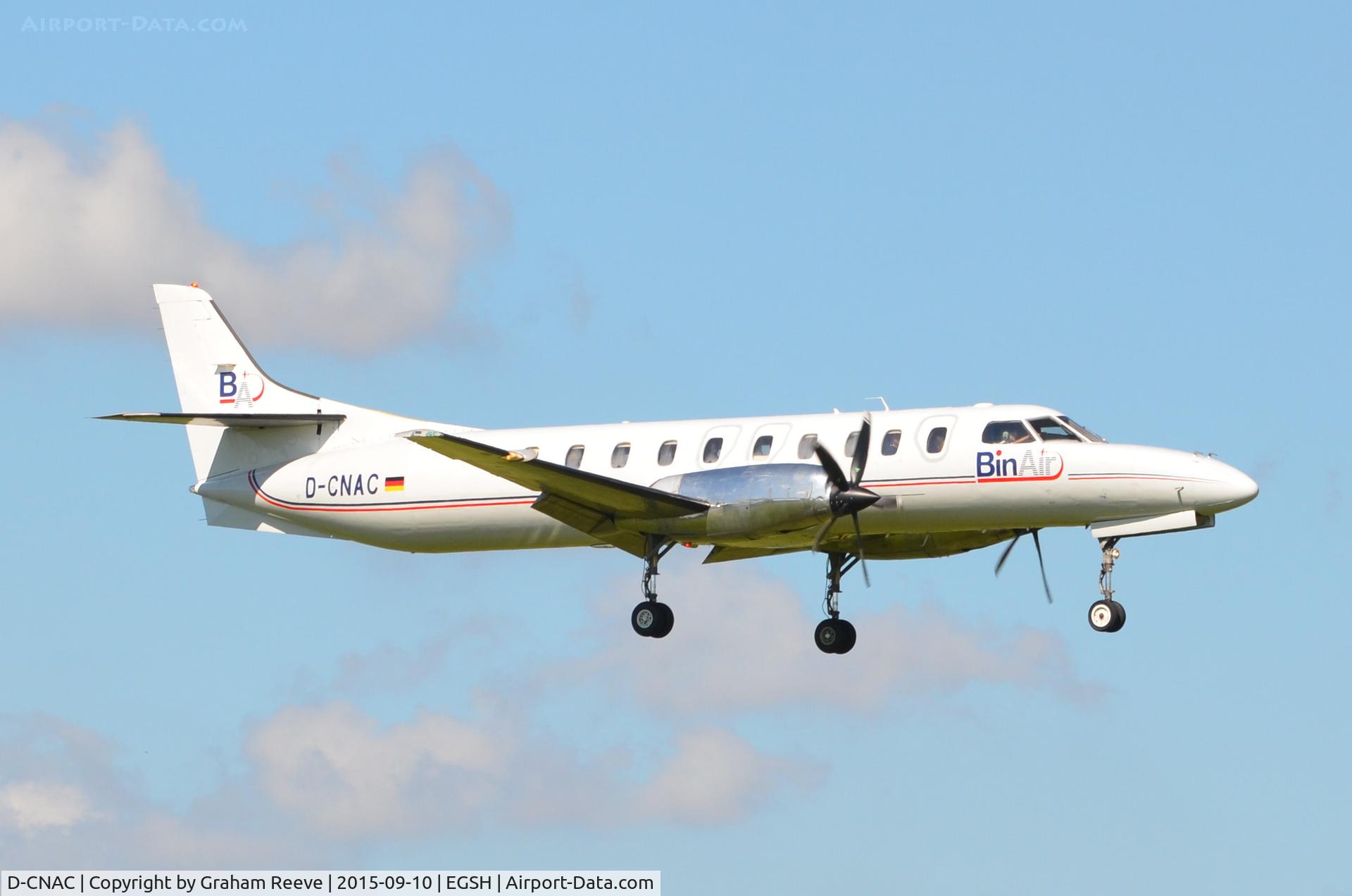D-CNAC, 1996 Fairchild SA-227DC Metro 23 C/N DC-895B, Landing at Norwich.