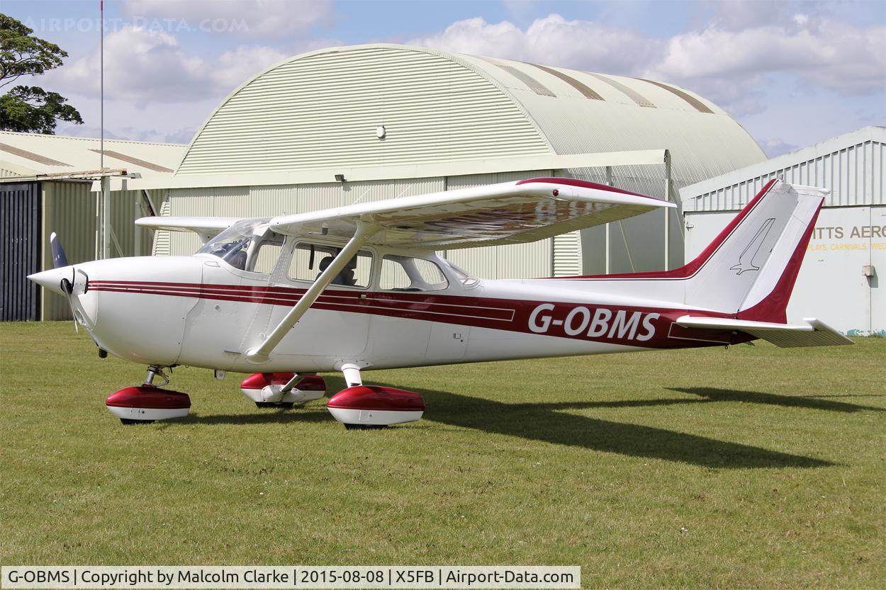 G-OBMS, 1977 Reims F172N Skyhawk C/N 1584, Aerotechnik EV-97 Eurostar SL at Fishburn Airfield,August 8th 2015.