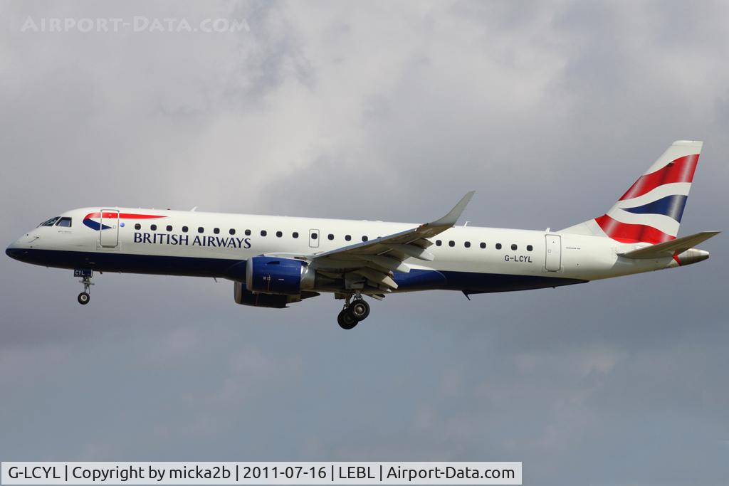G-LCYL, 2010 Embraer 190SR (ERJ-190-100SR) C/N 19000346, Landing