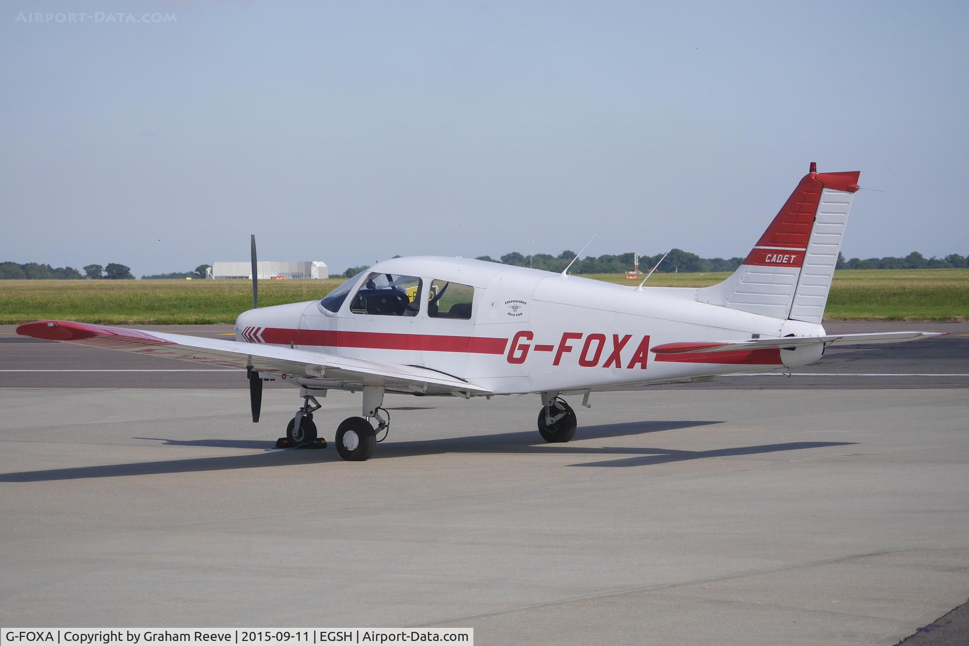 G-FOXA, 1988 Piper PA-28-161 Cadet C/N 2841240, Parked at Norwich.
