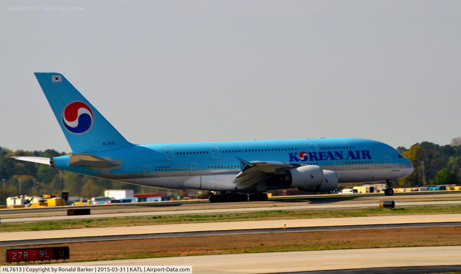 HL7613, 2010 Airbus A380-861 C/N 059, Landing roll Atlanta