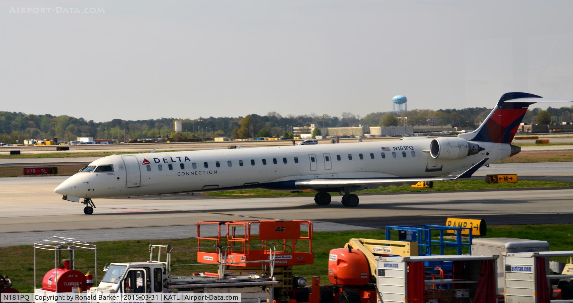 N181PQ, 2008 Bombardier CRJ-900ER (CL-600-2D24) C/N 15181, Taxi to park Atlanta
