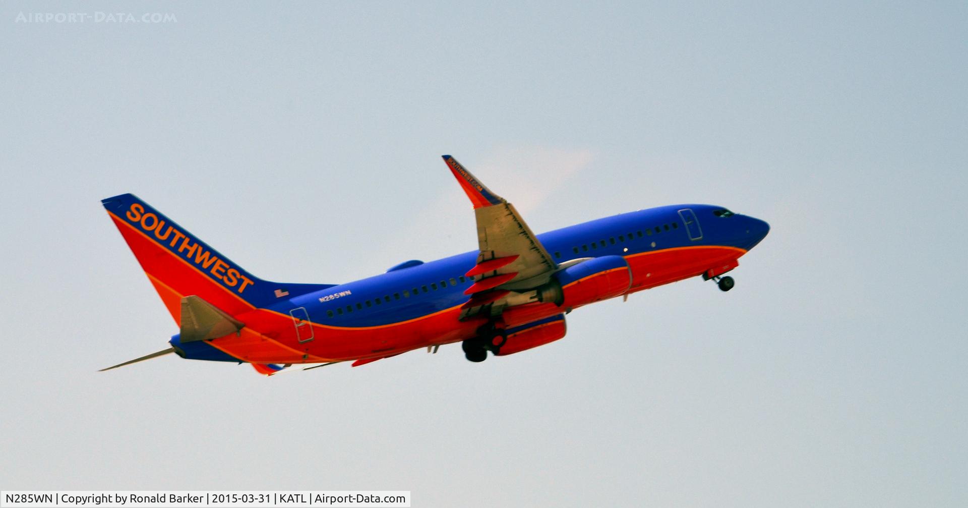 N285WN, 2007 Boeing 737-7H4 C/N 32536, Takeoff Atlanta