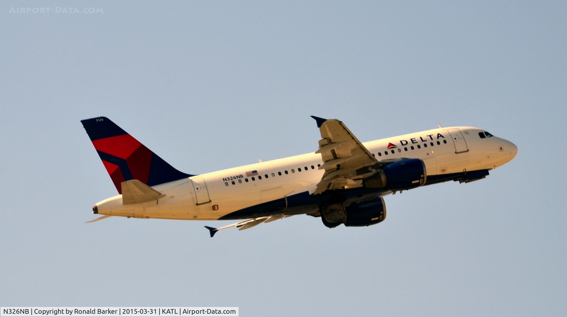 N326NB, 2001 Airbus A319-114 C/N 1498, Takeoff Atlanta