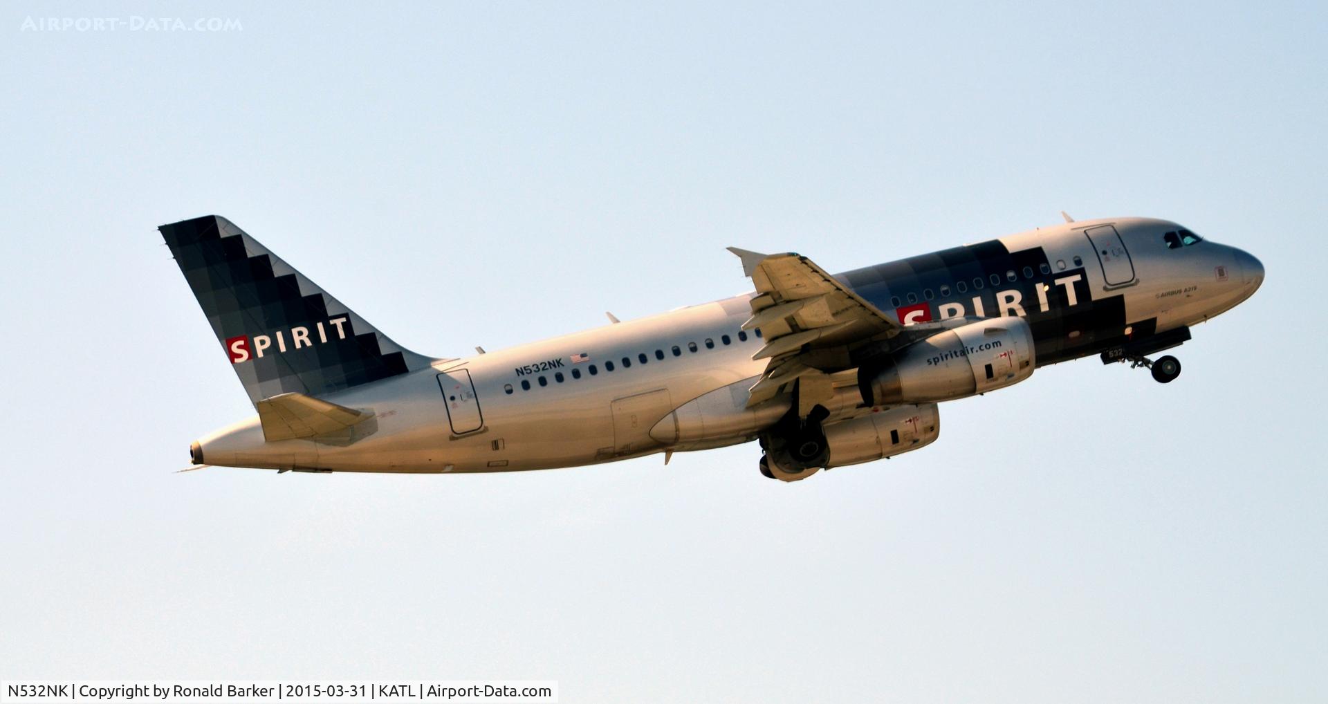 N532NK, 2007 Airbus A319-132 C/N 3165, Takeoff Atlanta