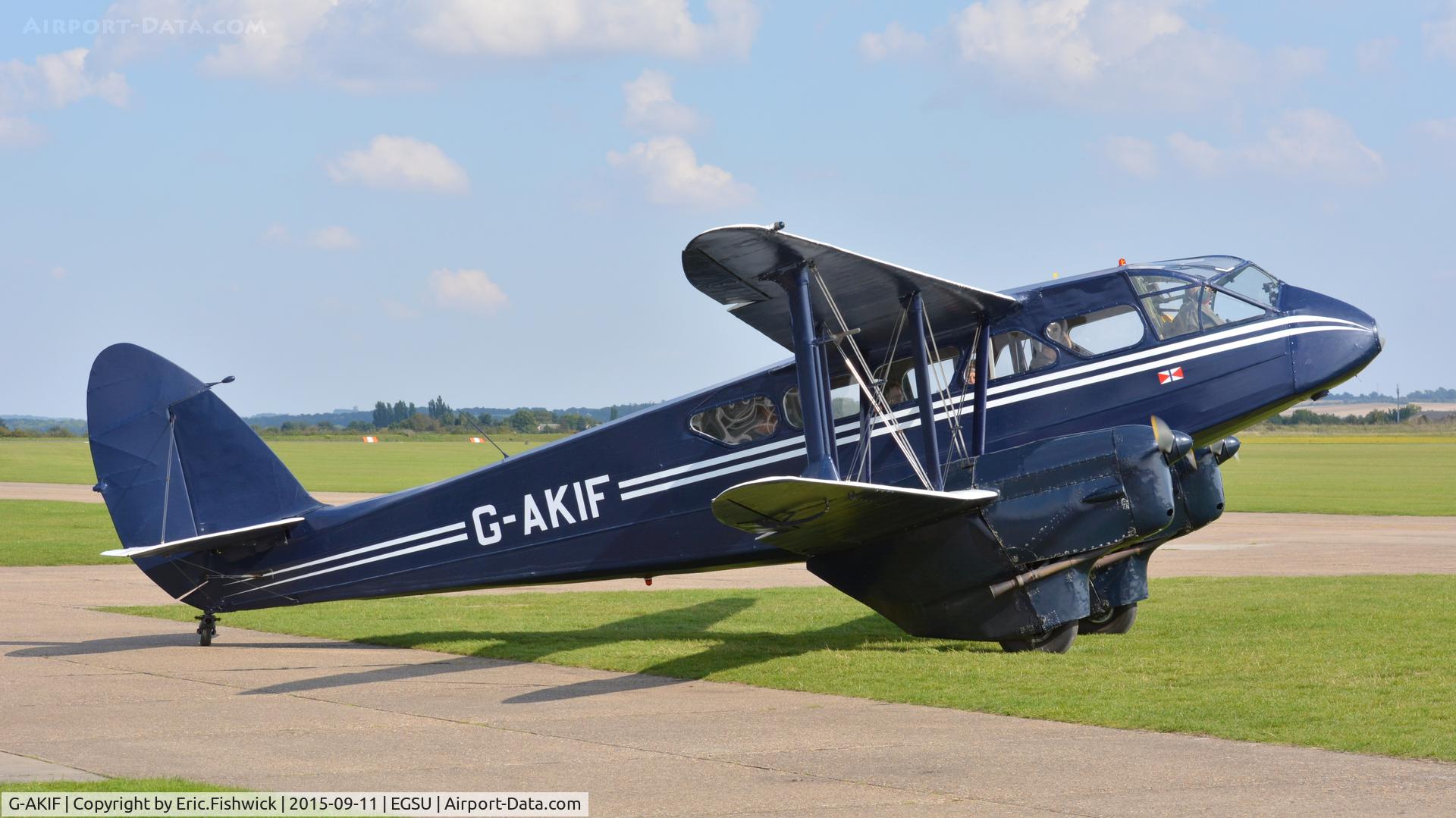 G-AKIF, 1944 De Havilland DH-89A Dominie/Dragon Rapide C/N 6838, 2. G-AKIF working at The Imperial War Museum, Duxford, Cambridgeshire.