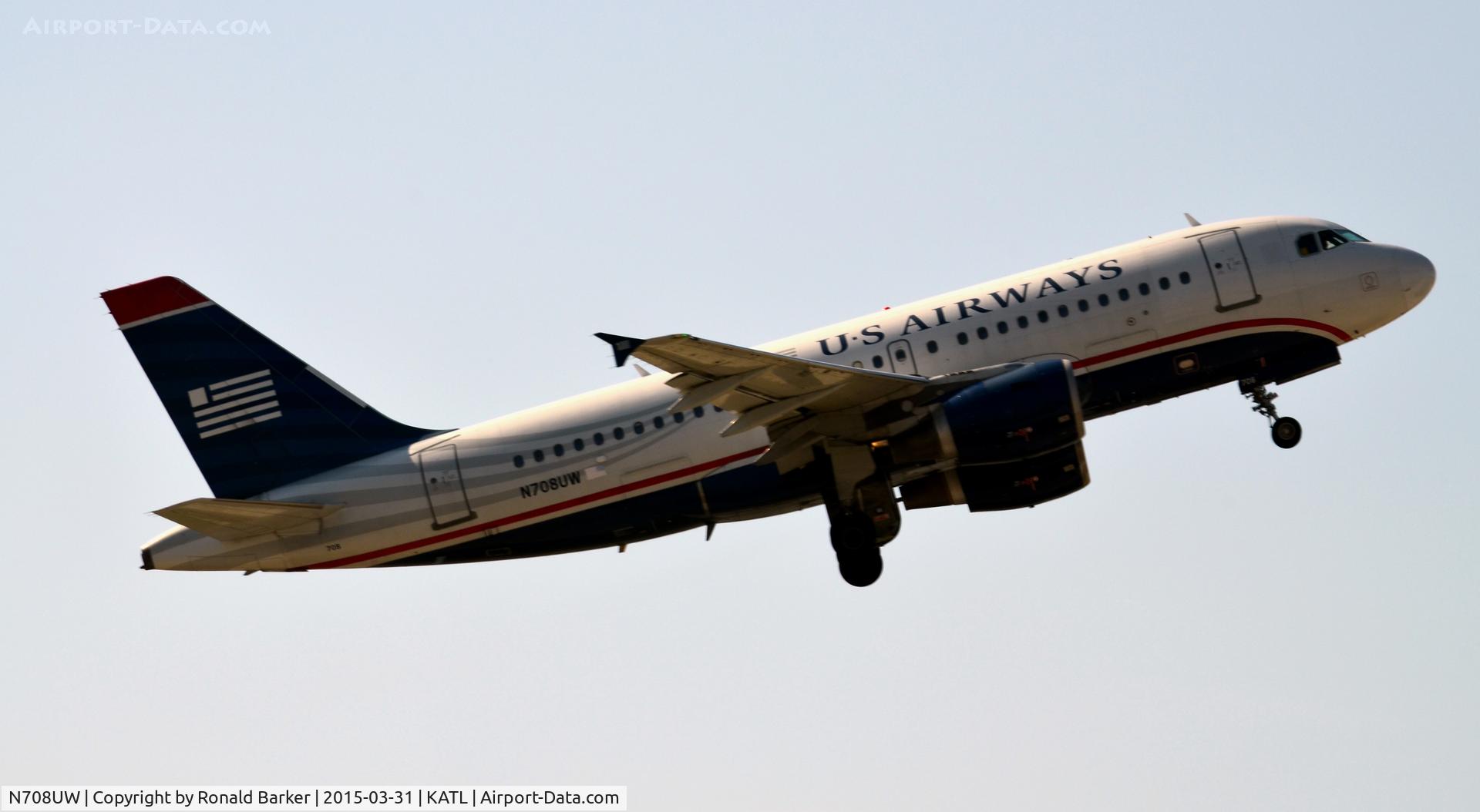 N708UW, 1999 Airbus A319-112 C/N 0972, Takeoff Atlanta