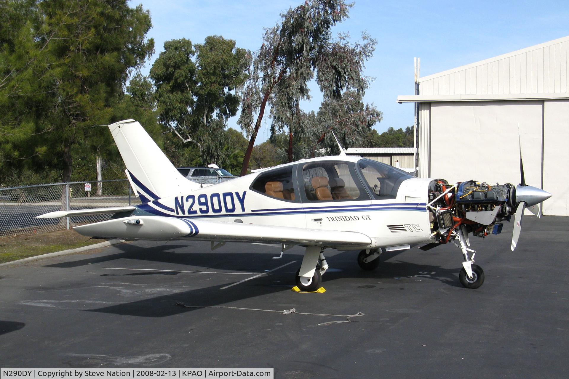 N290DY, 2002 Socata TB-21 TC Trinidad C/N 2108, Locally-based 2002 Socota TB-21 Trinidad with cowling cover removed at Palo Alto Airport, CA