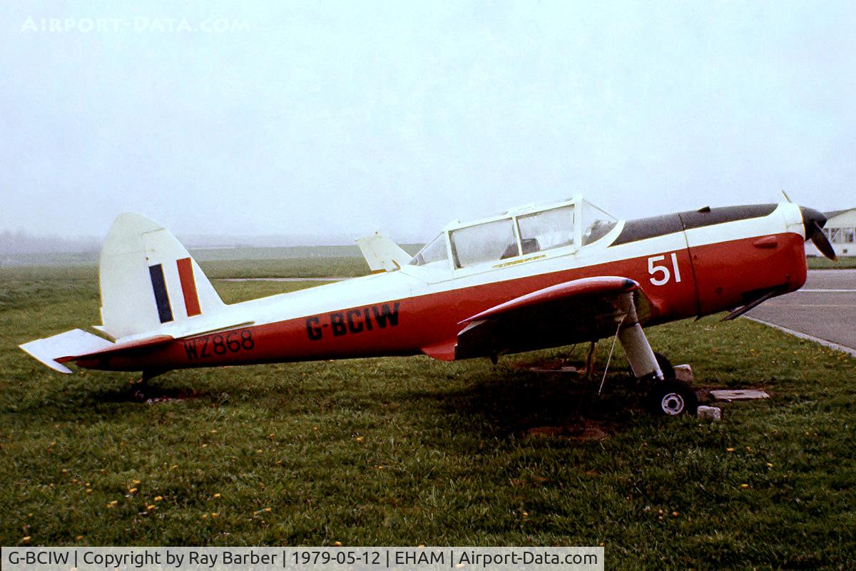 G-BCIW, 1953 De Havilland DHC-1 Chipmunk 22 C/N C1/0899, DHC-1 Chipmunk 22 [C1/0899] Amsterdam-Schiphol~PH 12/05/1979. From a slide.