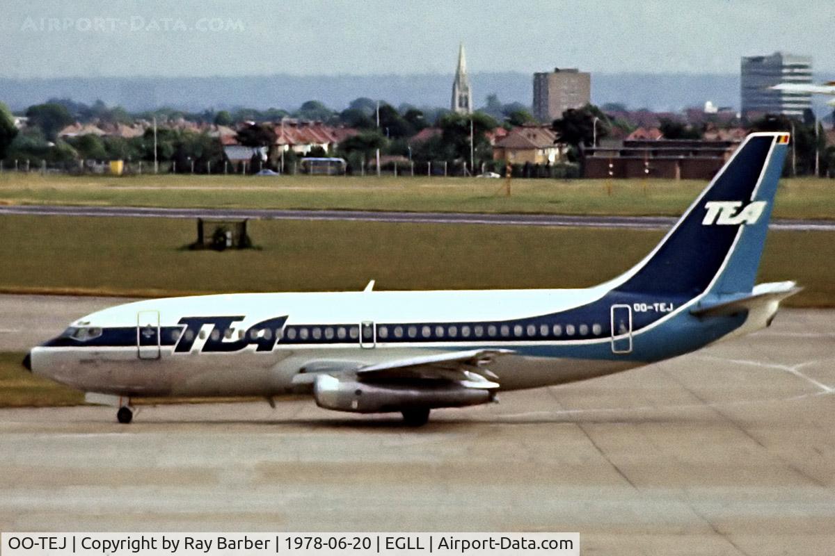 OO-TEJ, 1975 Boeing 737-219 C/N 21131, Boeing 737-219 [21131] (TEA-Trans European Airways) Heathrow~G 20/06/1978. From a slide.