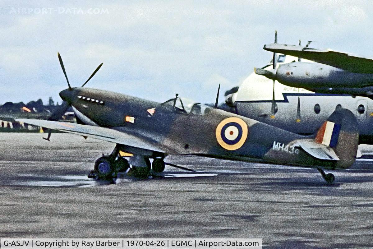 G-ASJV, 1943 Supermarine 361 Spitfire LF.IXb C/N CBAF.IX.552, Supermarine Spitfire LF.IXc [CBAF.IX.552] Southend~G 26/04/1970. From a slide.