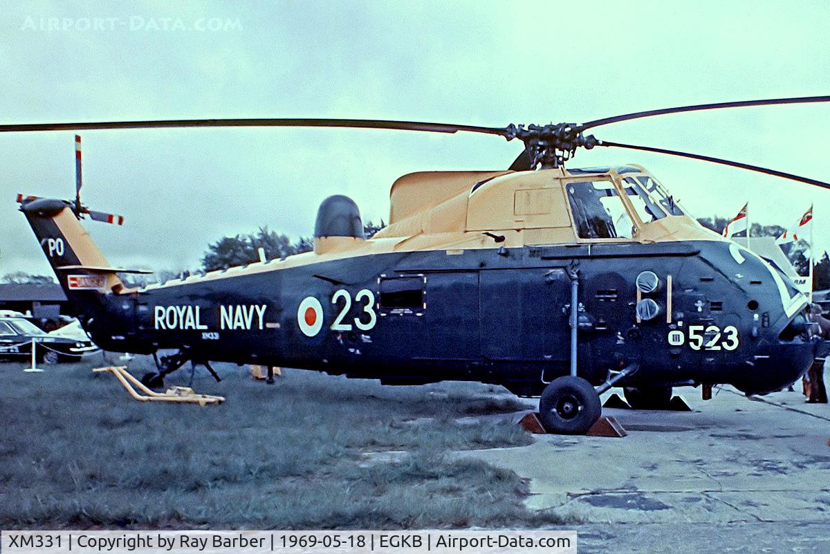 XM331, 1961 Westland Wessex HAS.3 C/N WA12, Westland WS.58 HAS.3 Wessex [WA12] (Royal Navy) Biggin Hill~G 18/05/1969. From a slide.