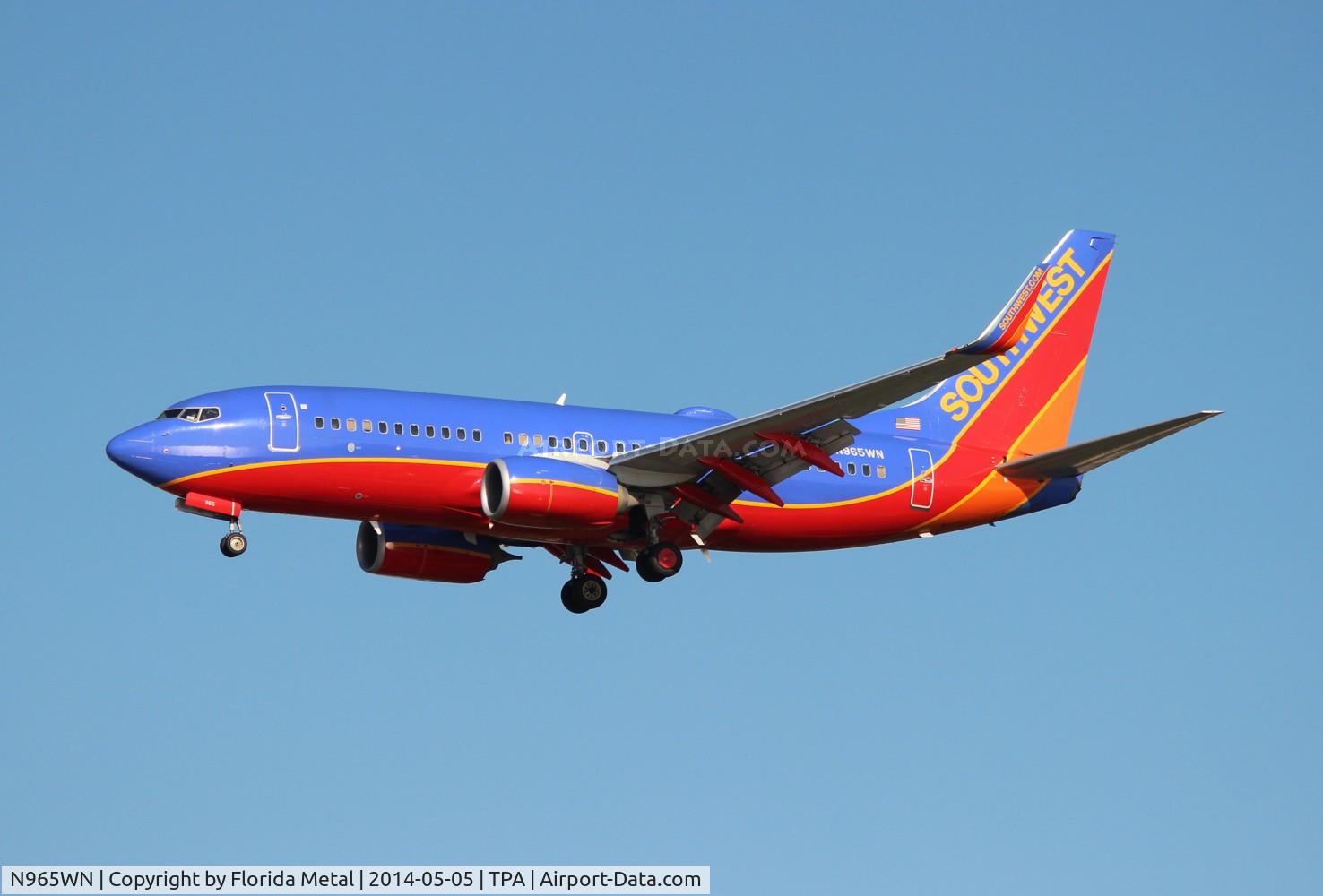 N965WN, 2011 Boeing 737-7H4 C/N 36677, Southwest