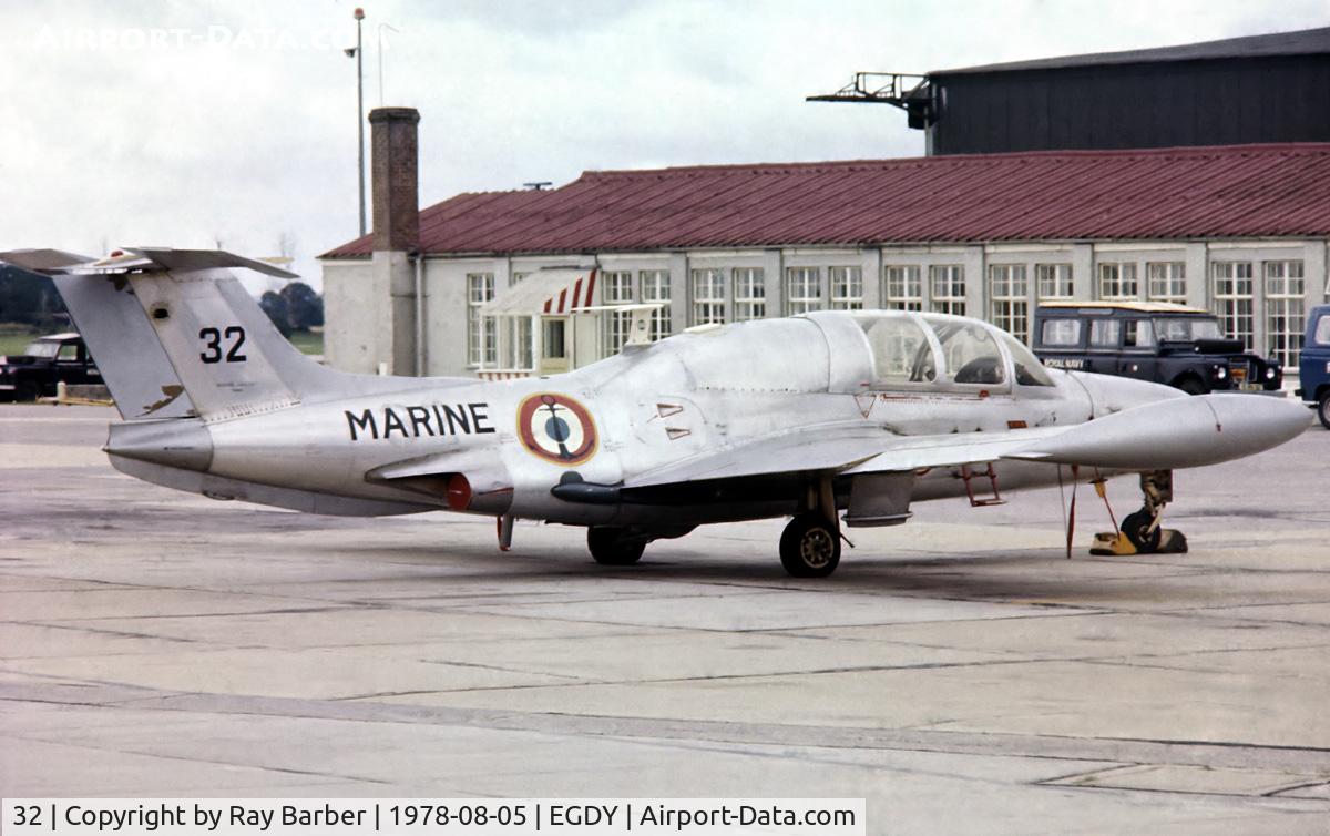 32, 1958 Morane-Saulnier MS.760 Paris I C/N 32, Morane-Saulnier MS.760 Paris I [032] (French Navy) RNAS Yeovilton~G 05/08/1978. From a slide.