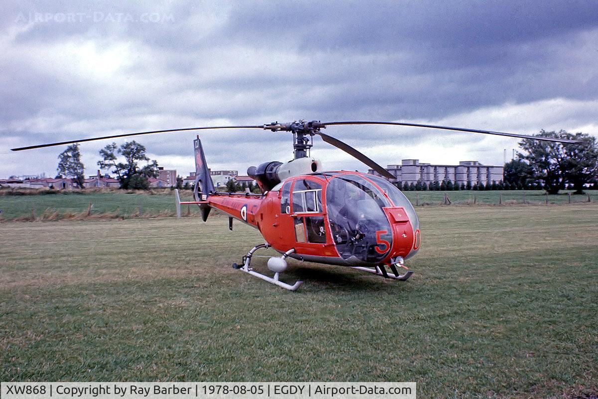 XW868, 1973 Westland SA-341C Gazelle HT2 C/N WA1130, Aerospatiale SA.341C Gazelle HT.2 [1130] (Royal Navy) RNAS Yeovilton~G 05/08/1978. From a slide.