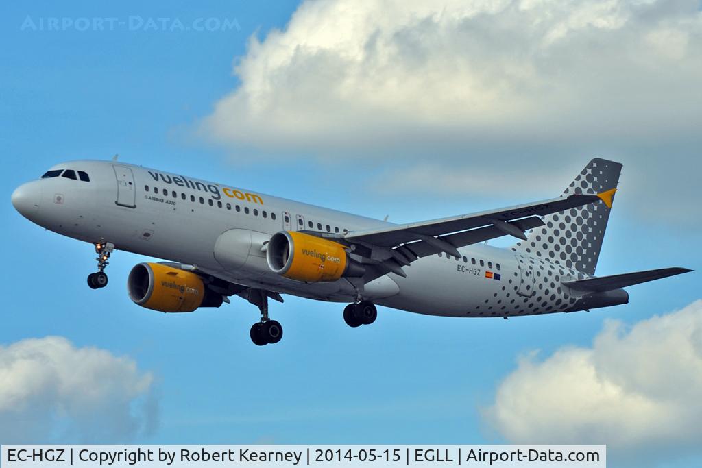 EC-HGZ, 2000 Airbus A320-214 C/N 1208, On short finals at LHR