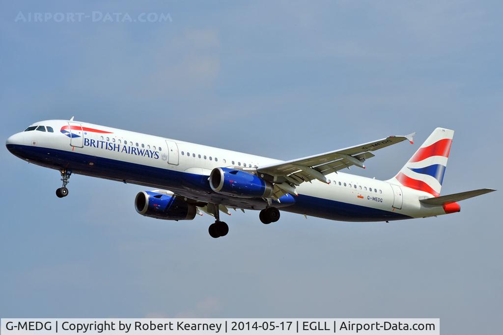 G-MEDG, 2002 Airbus A321-231 C/N 1711, On short finals at LHR