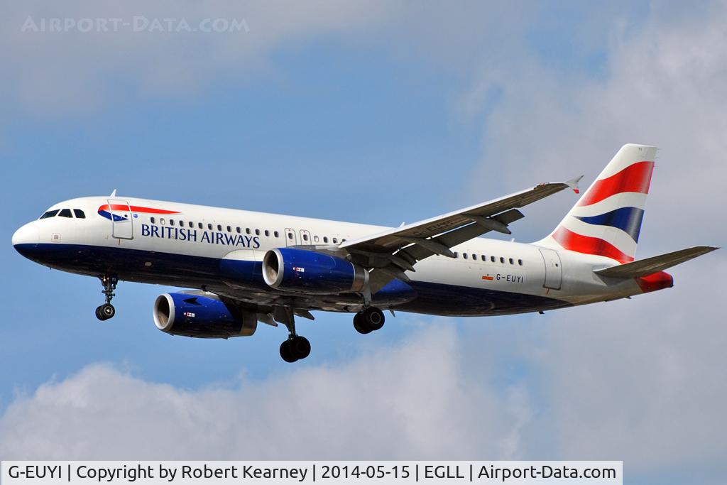 G-EUYI, 2010 Airbus A320-232 C/N 4306, On short finals at LHR