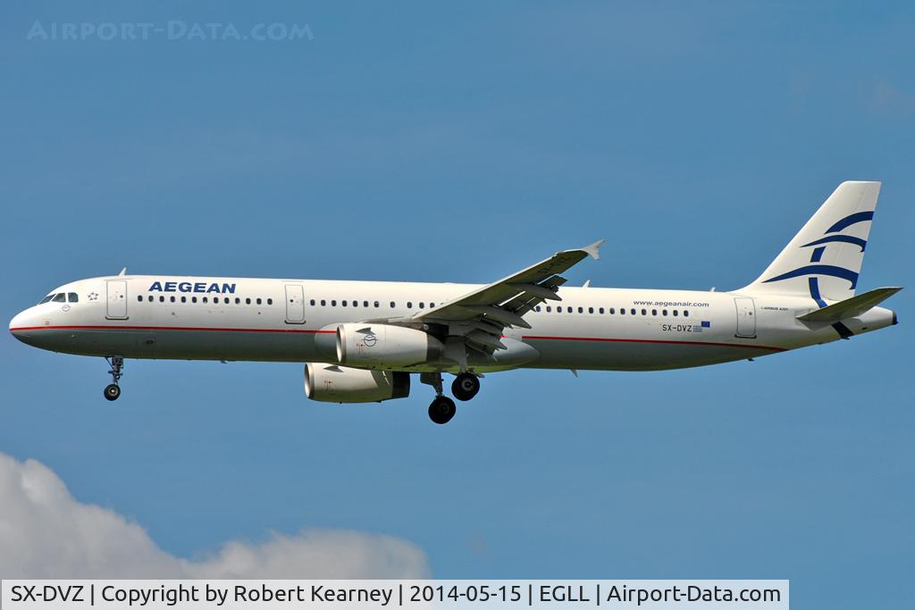 SX-DVZ, 2009 Airbus A321-231 C/N 3820, On short finals at LHR