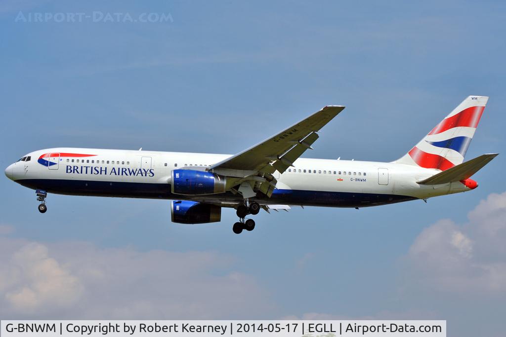 G-BNWM, 1991 Boeing 767-336 C/N 25204, On short finals at LHR
