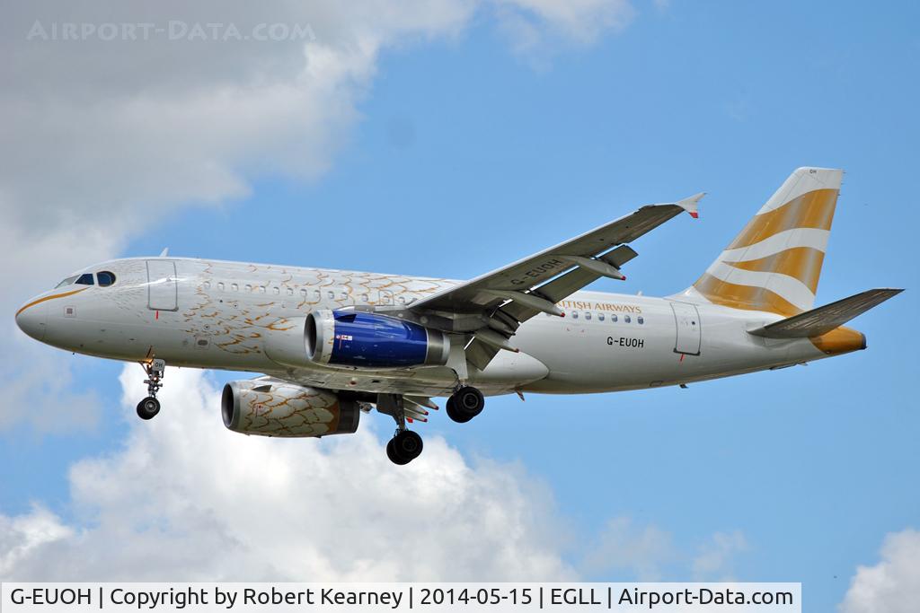 G-EUOH, 2001 Airbus A319-131 C/N 1604, On short finals at LHR