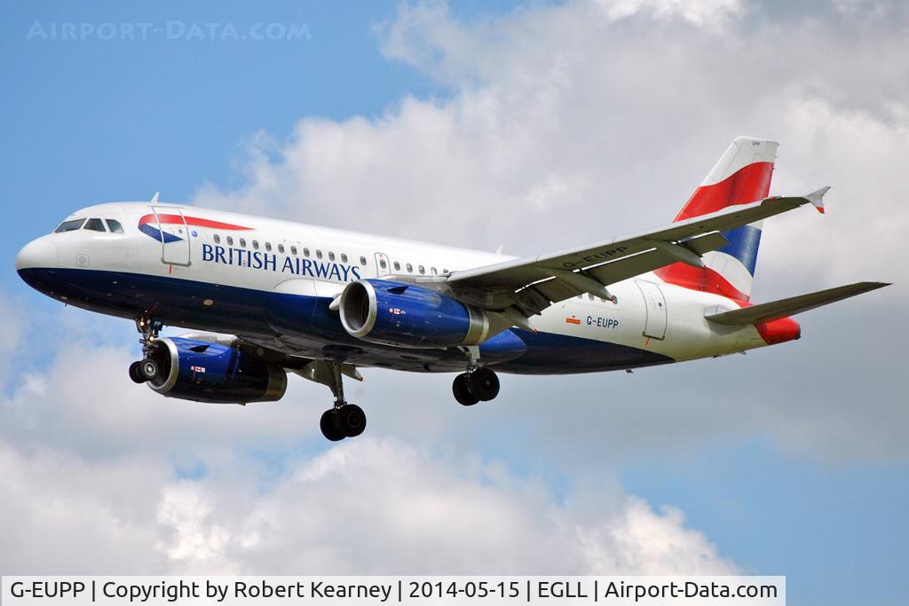 G-EUPP, 2000 Airbus A319-131 C/N 1295, On short finals at LHR
