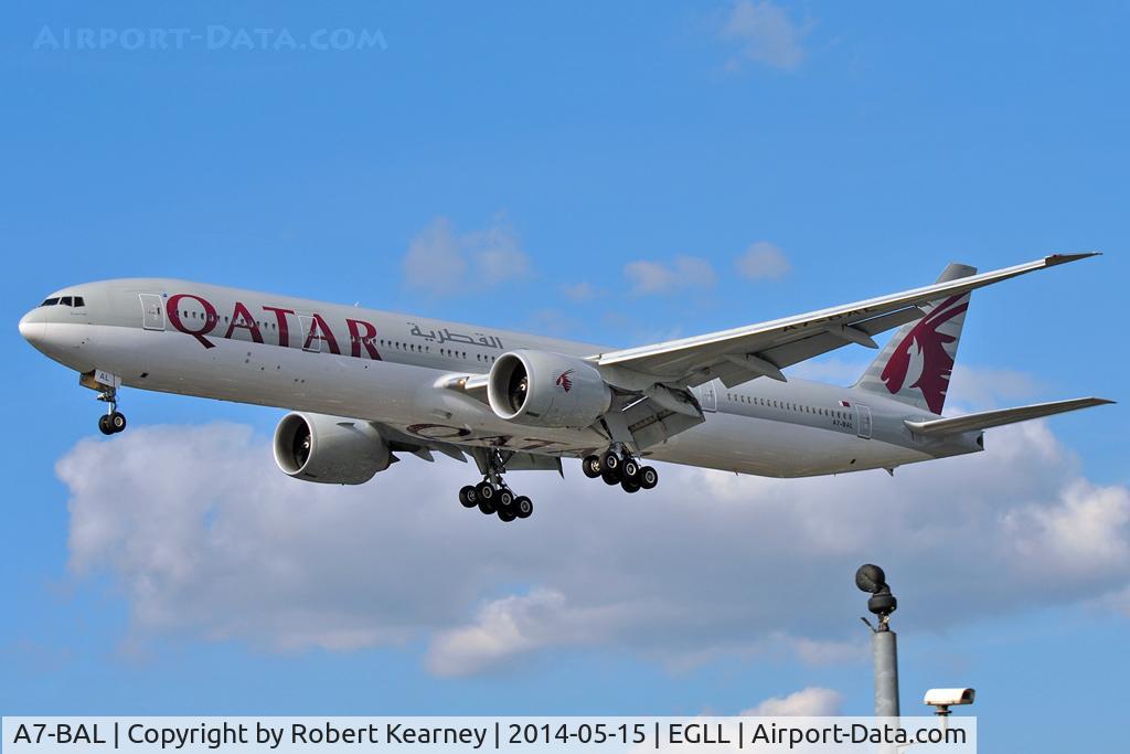 A7-BAL, 2010 Boeing 777-3DZ/ER C/N 38244, On short finals at LHR