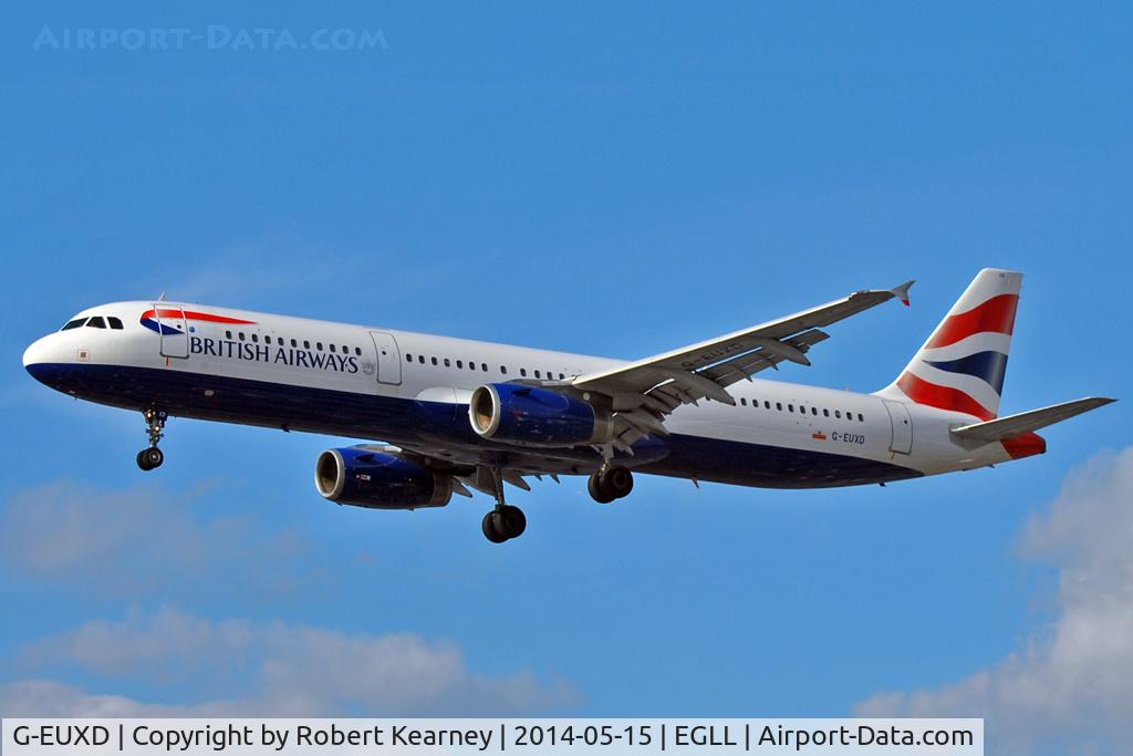 G-EUXD, 2004 Airbus A321-231 C/N 2320, On short finals at LHR