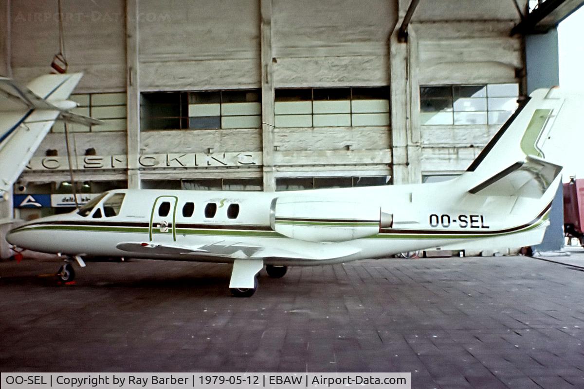 OO-SEL, 1973 Cessna 500 Citation I C/N 500-0133, Cessna Citation I [500-0133] (Air Select) Antwerp-Deurne~OO 12/05/1979. From a slide.