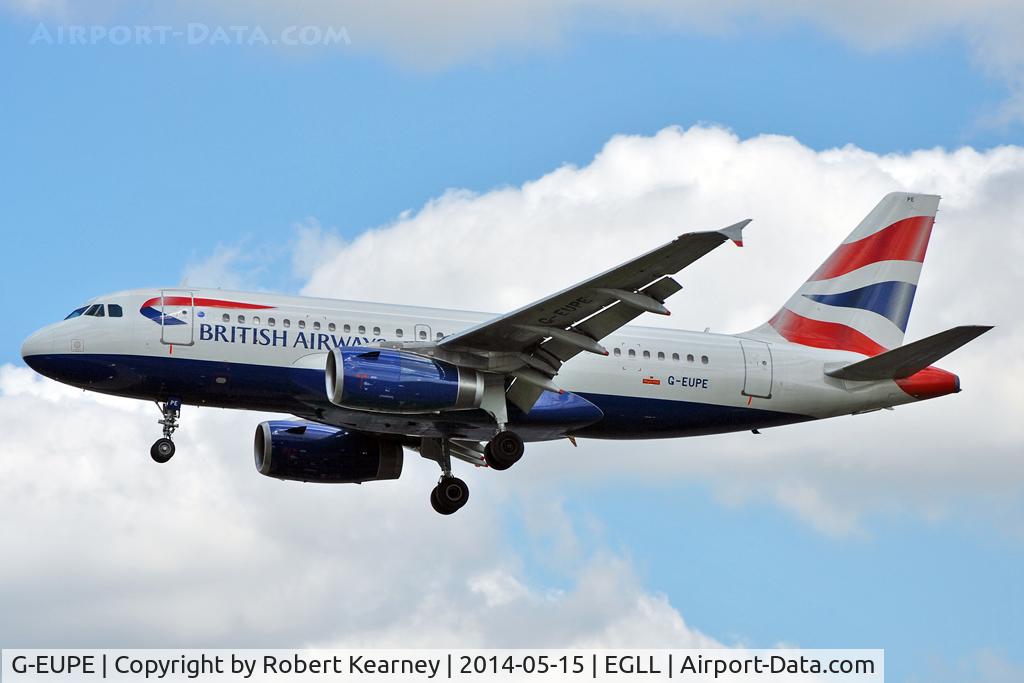 G-EUPE, 2000 Airbus A319-131 C/N 1193, On short finals at LHR