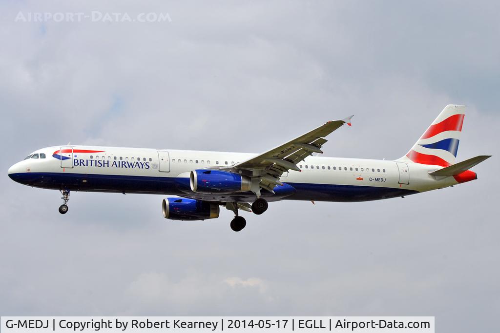 G-MEDJ, 2004 Airbus A321-231 C/N 2190, On short finals at LHR