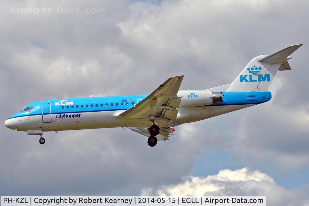 PH-KZL, 1995 Fokker 70 (F-28-0070) C/N 11536, On short finals at LHR