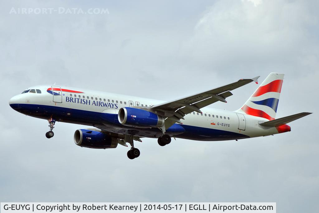 G-EUYG, 2010 Airbus A320-232 C/N 4238, On short finals at LHR