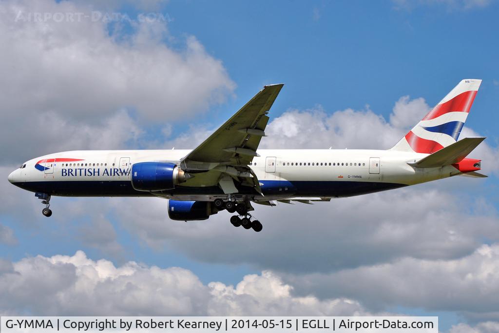G-YMMA, 1999 Boeing 777-236 C/N 30302, On short finals at LHR