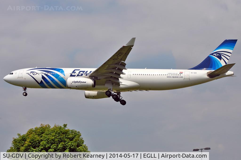 SU-GDV, 2011 Airbus A330-343X C/N 1246, On short finals at LHR