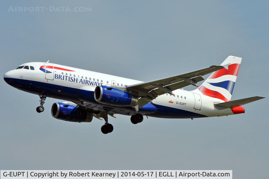 G-EUPT, 2000 Airbus A319-131 C/N 1380, On short finals at LHR