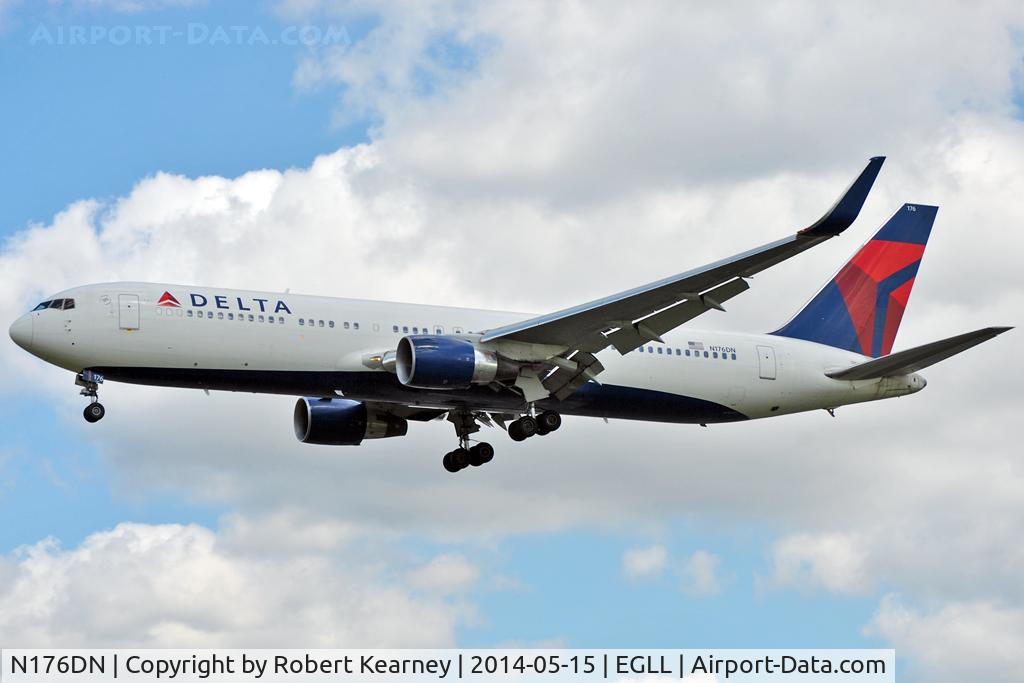 N176DN, 1990 Boeing 767-332 C/N 25061, On short finals at LHR