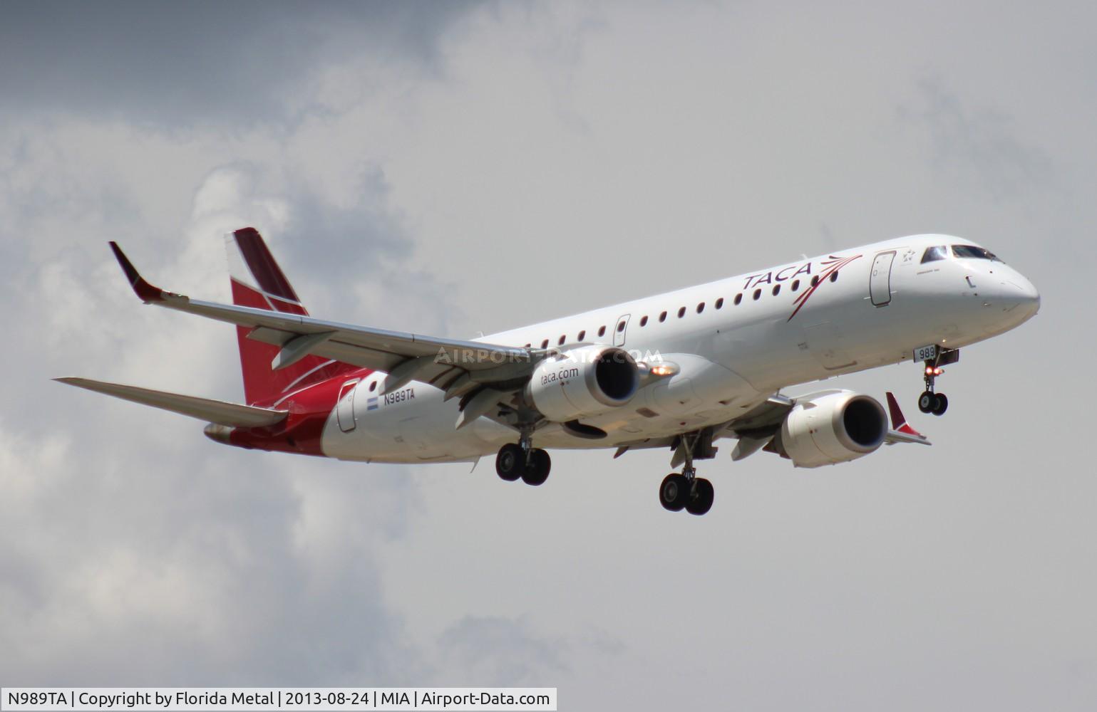 N989TA, 2011 Embraer 190AR (ERJ-190-100IGW) C/N 19000482, Taca E190