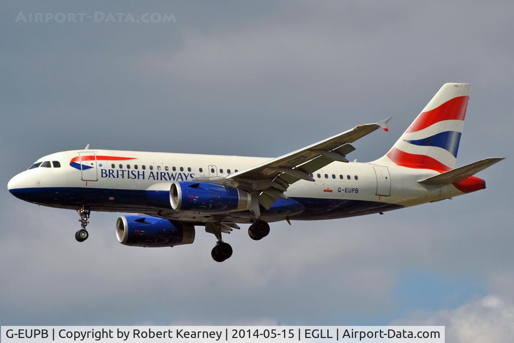 G-EUPB, 1999 Airbus A319-131 C/N 1115, On short finals at LHR