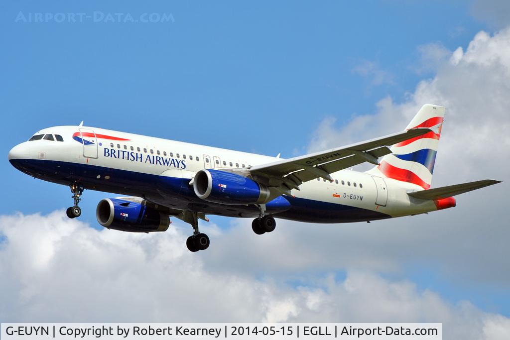 G-EUYN, 2011 Airbus A320-232 C/N 4975, On short finals at LHR