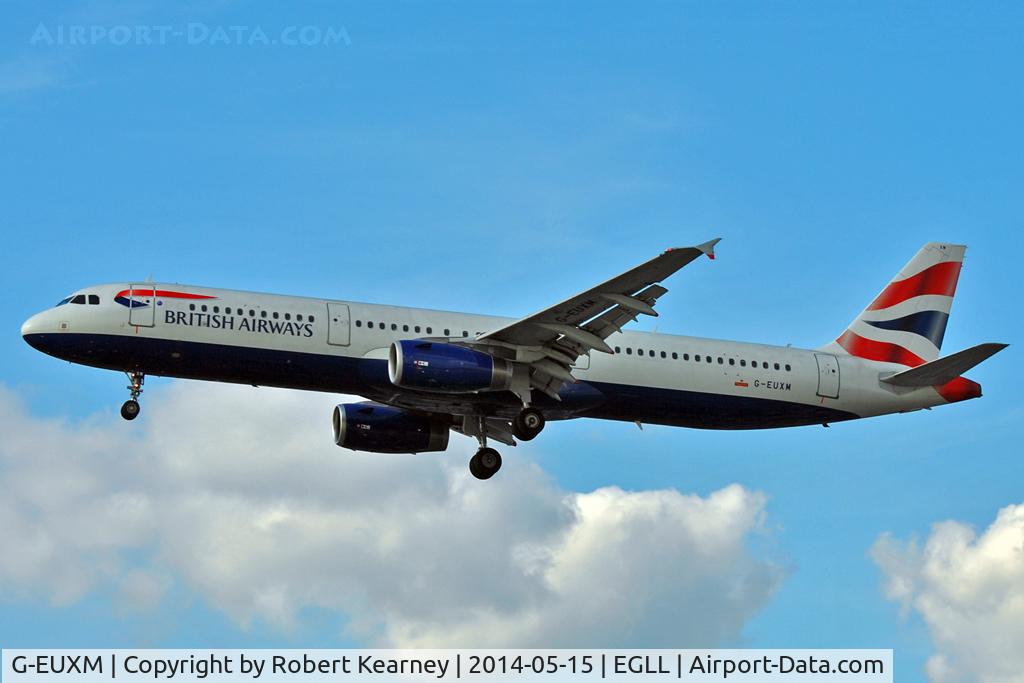 G-EUXM, 2007 Airbus A321-231 C/N 3290, On short finals at LHR